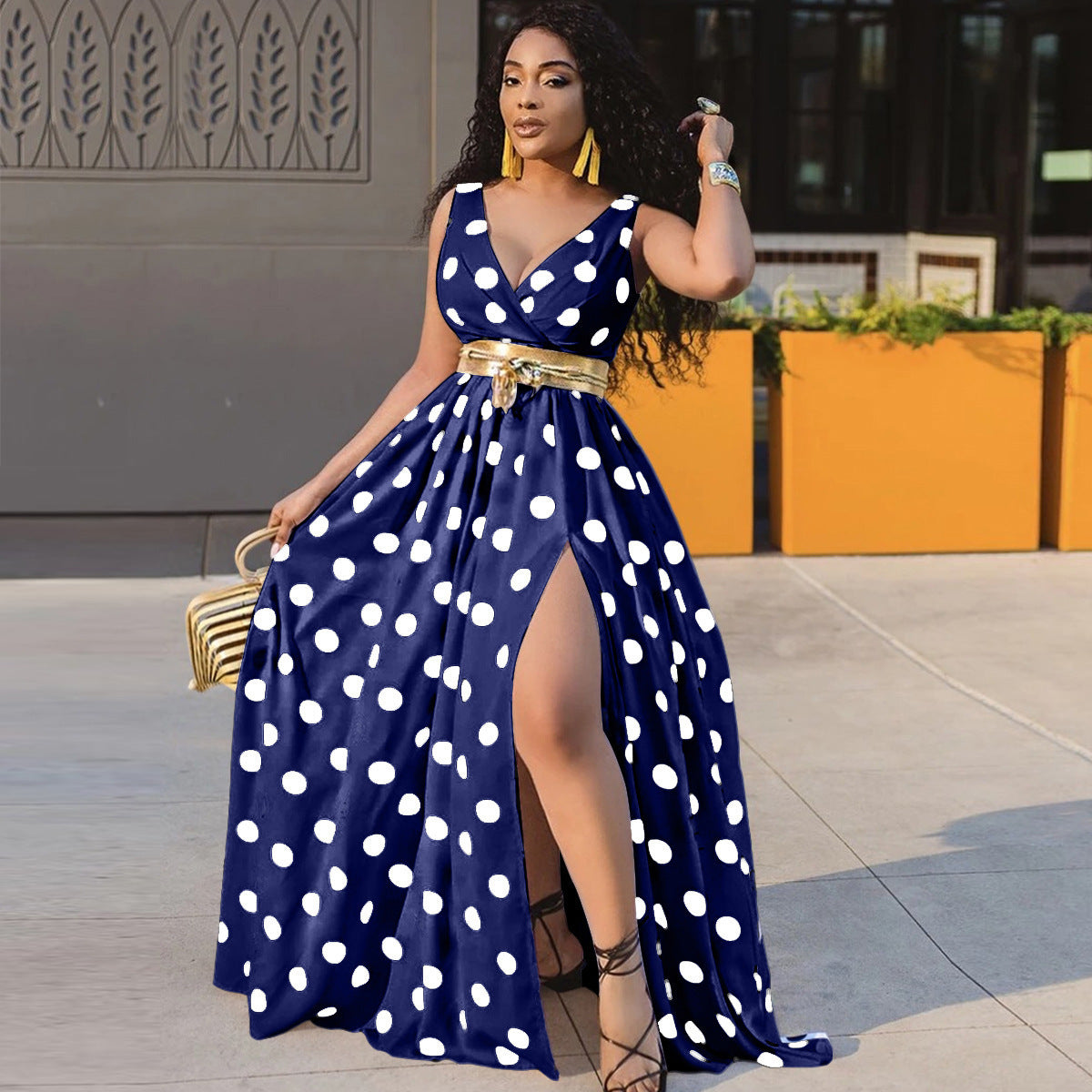 Women's Party V- Neck Side Slit Dress GlamzLife