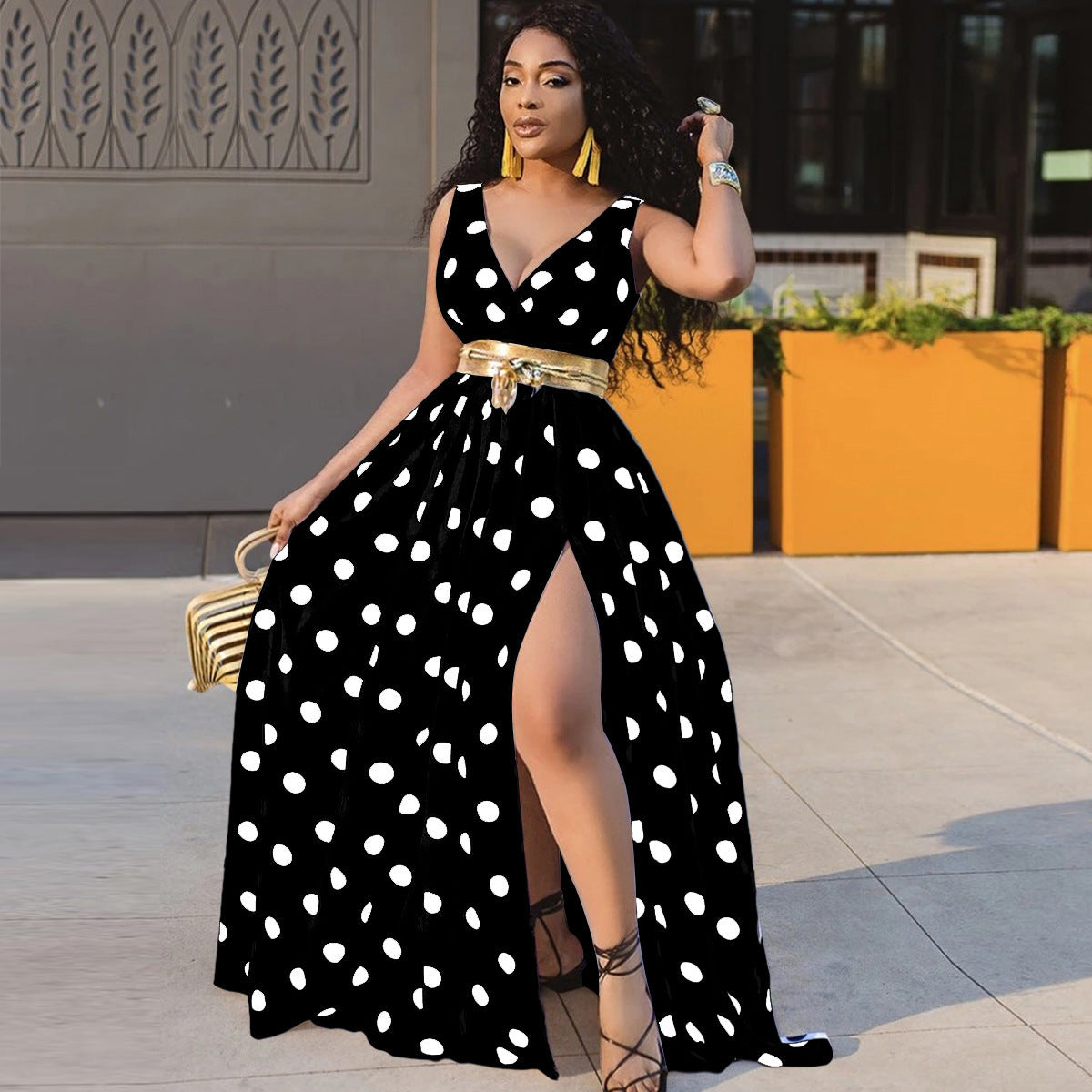 Women's Party V- Neck Side Slit Dress GlamzLife