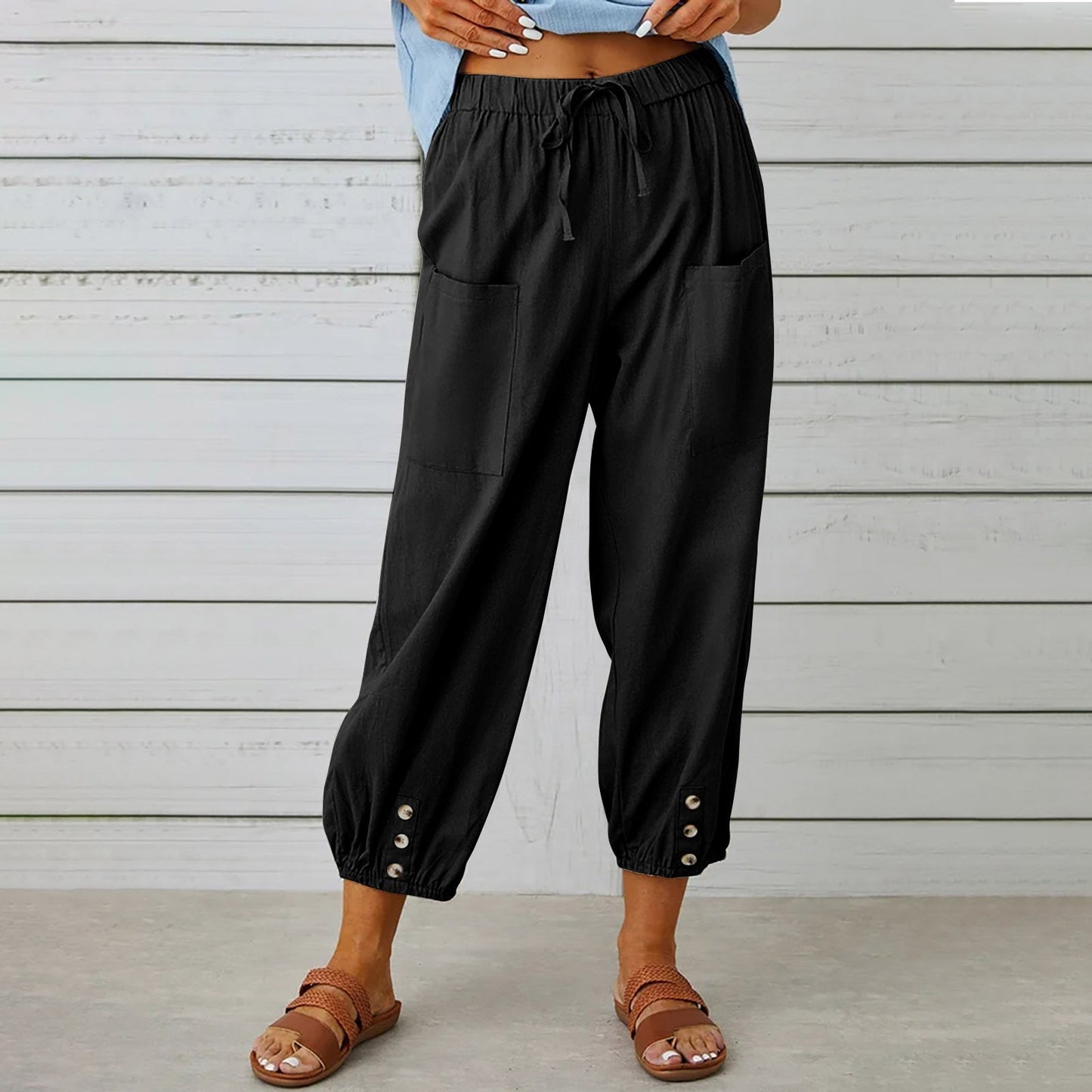 Women's Trendy Trousers With Pockets | Black | GlamzLife