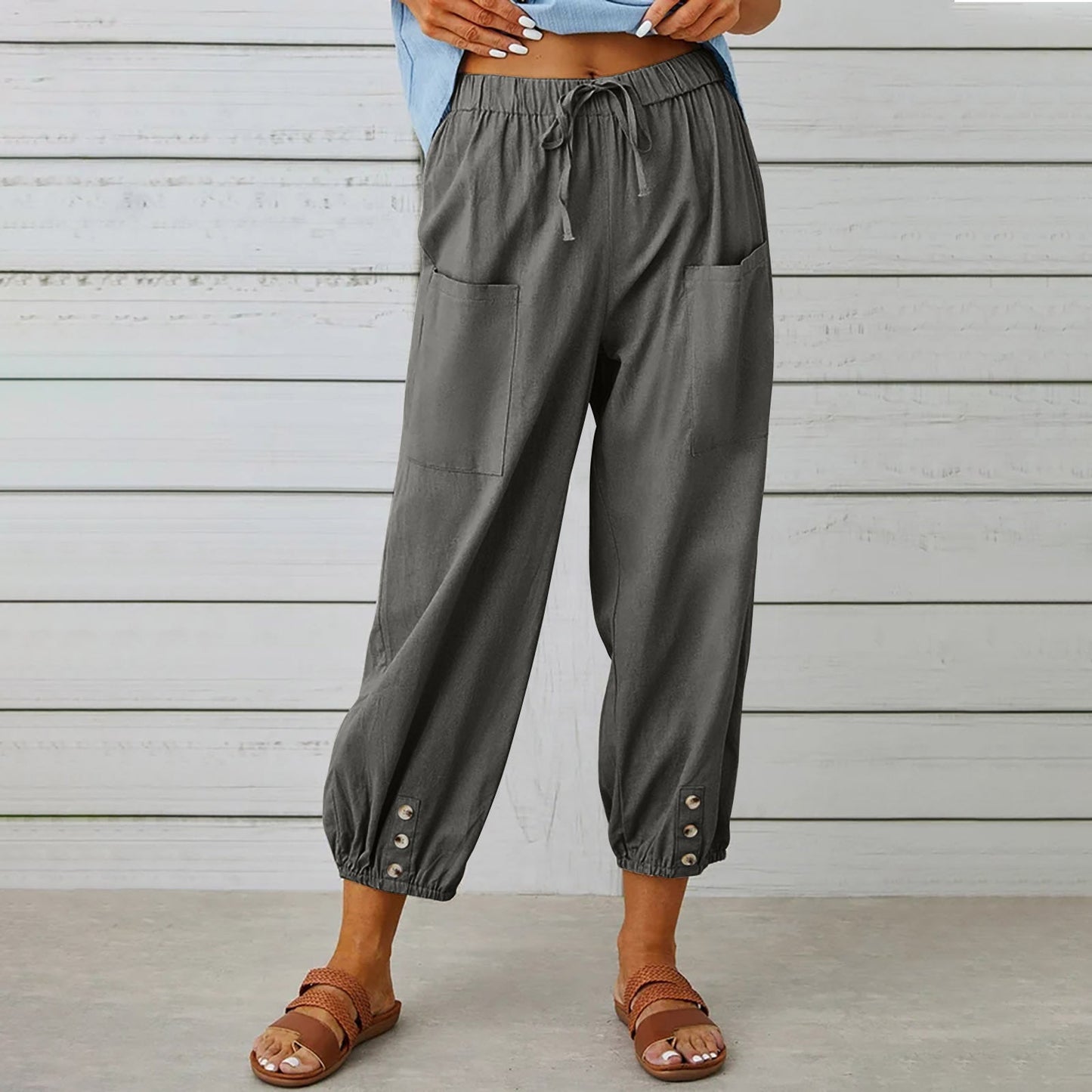 Women's Trendy Trousers With Pockets | Dark Gray | GlamzLife