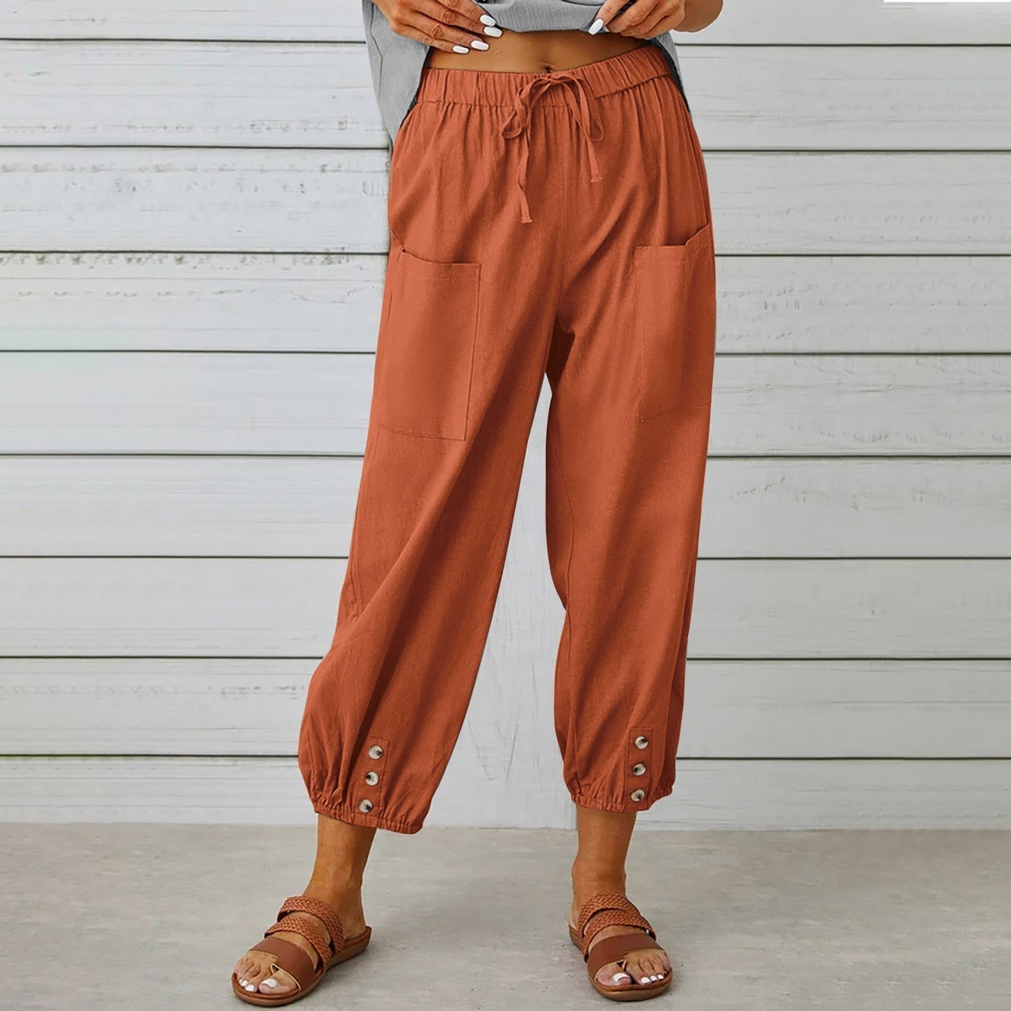Women's Trendy Trousers With Pockets | Brick Red | GlamzLife