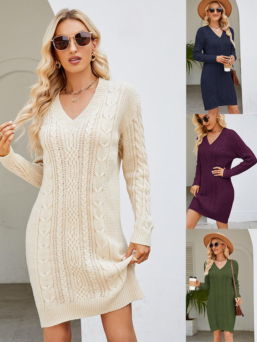 Long Twisted Basic Knitted Dress | GlamzLife