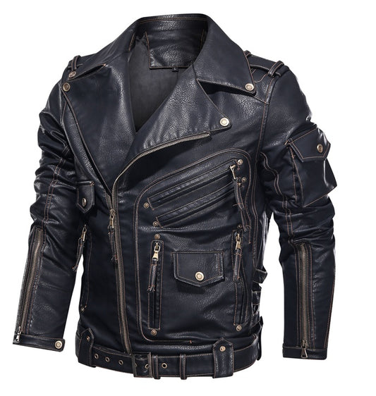 GlamzLife Vintage Leather Men's Coat - European & American Style