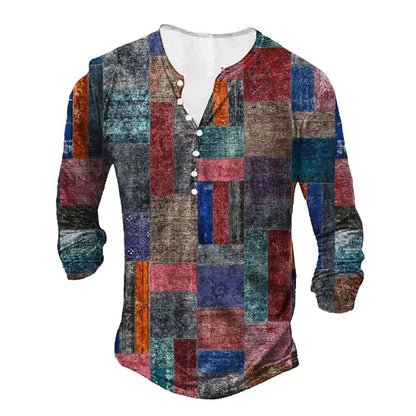 Men's Long Sleeve Digital Print T-shirt | GlamzLife