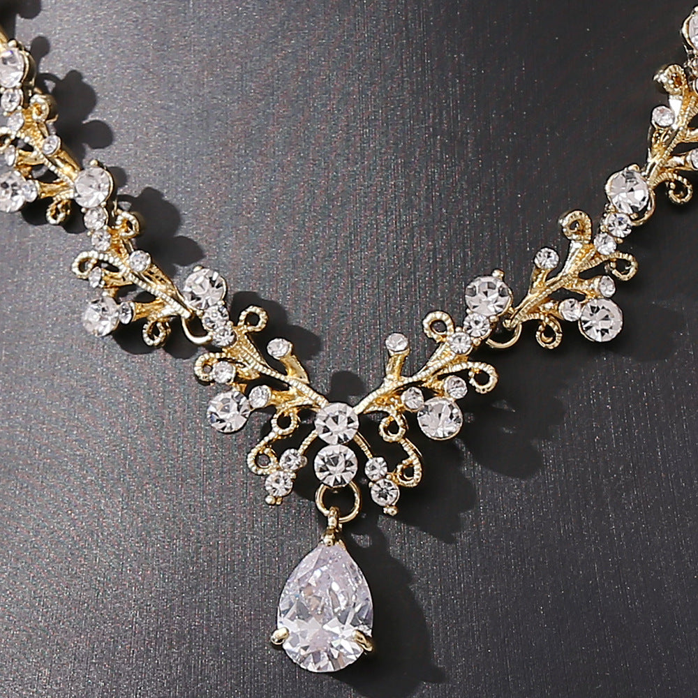 Bridal Rhinestone Zircon Earring Necklace | GlamzLife