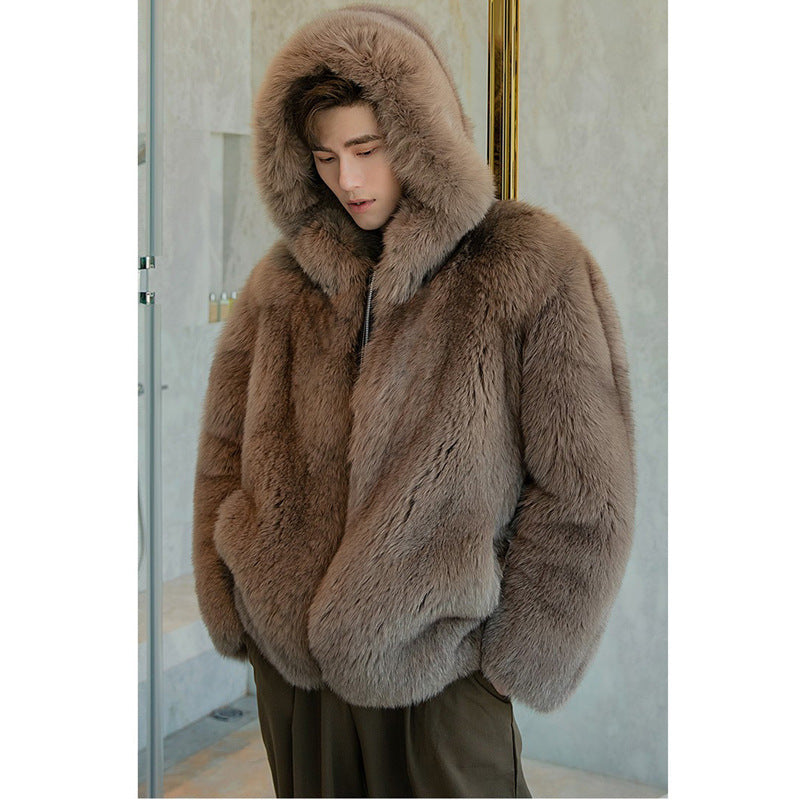 Men's Trendy Faux Fox Fur Coat