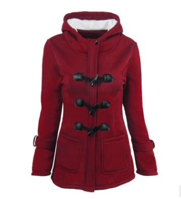 GlamzLife Button Long Down Coat for Women - Stylish & Warm