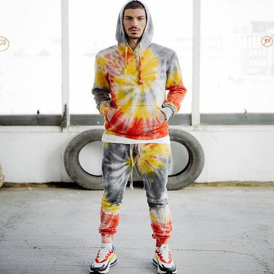 Tie-Dye Gradient Pullover Hooded Sweatshirt Set