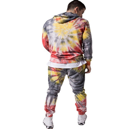 Tie-Dye Gradient Pullover Hooded Sweatshirt Set