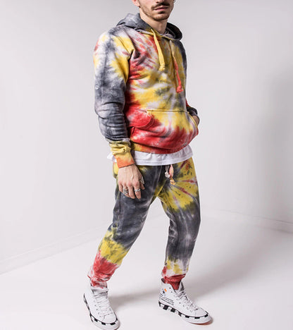 Tie-Dye Gradient Pullover Hooded Sweatshirt Set