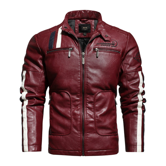 GlamzLife Tide Motorcycle Leather Jacket - Washed Plus Cotton