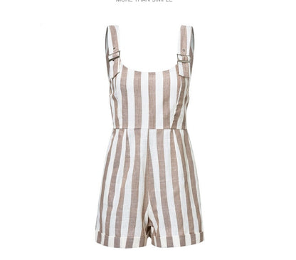 spring backless striped sling jumpsuit - GlamzLife