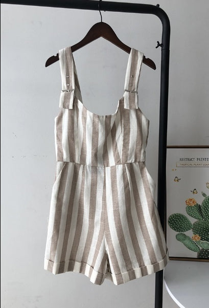 spring backless striped sling jumpsuit - GlamzLife