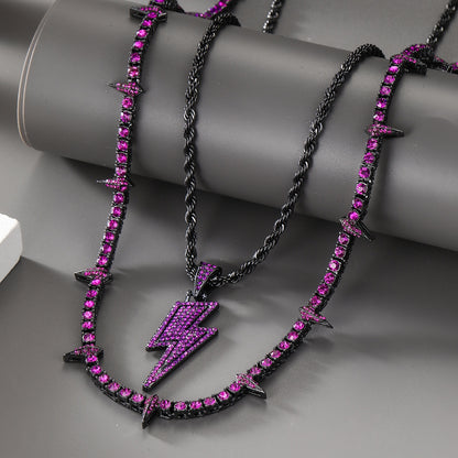 Black Panther Necklace Alloy Diamond Lightning Pendant Suit | GlamzLife