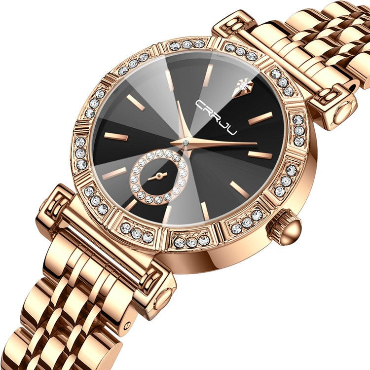 Women's Steel Belt Diamond-embedded Watch | GlamzLife