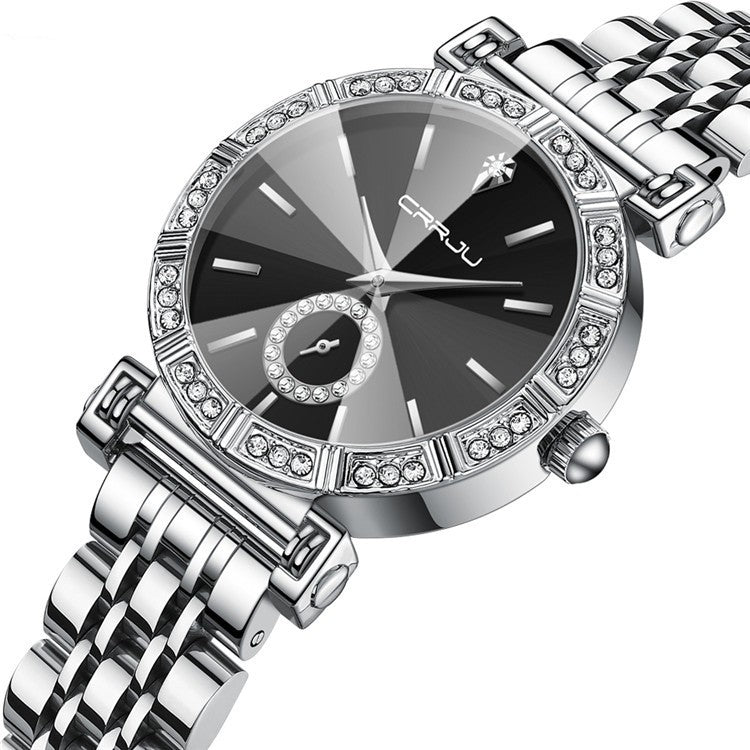 Women's Steel Belt Diamond-embedded Watch | GlamzLife
