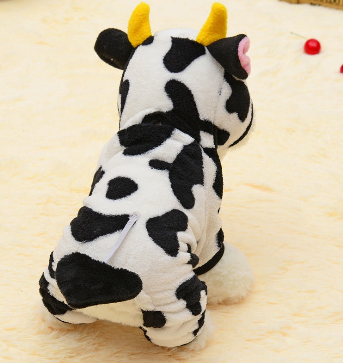 Fuzzy Moo Pet Cozy Cow Costume for Cats and Dogs - GlamzLife