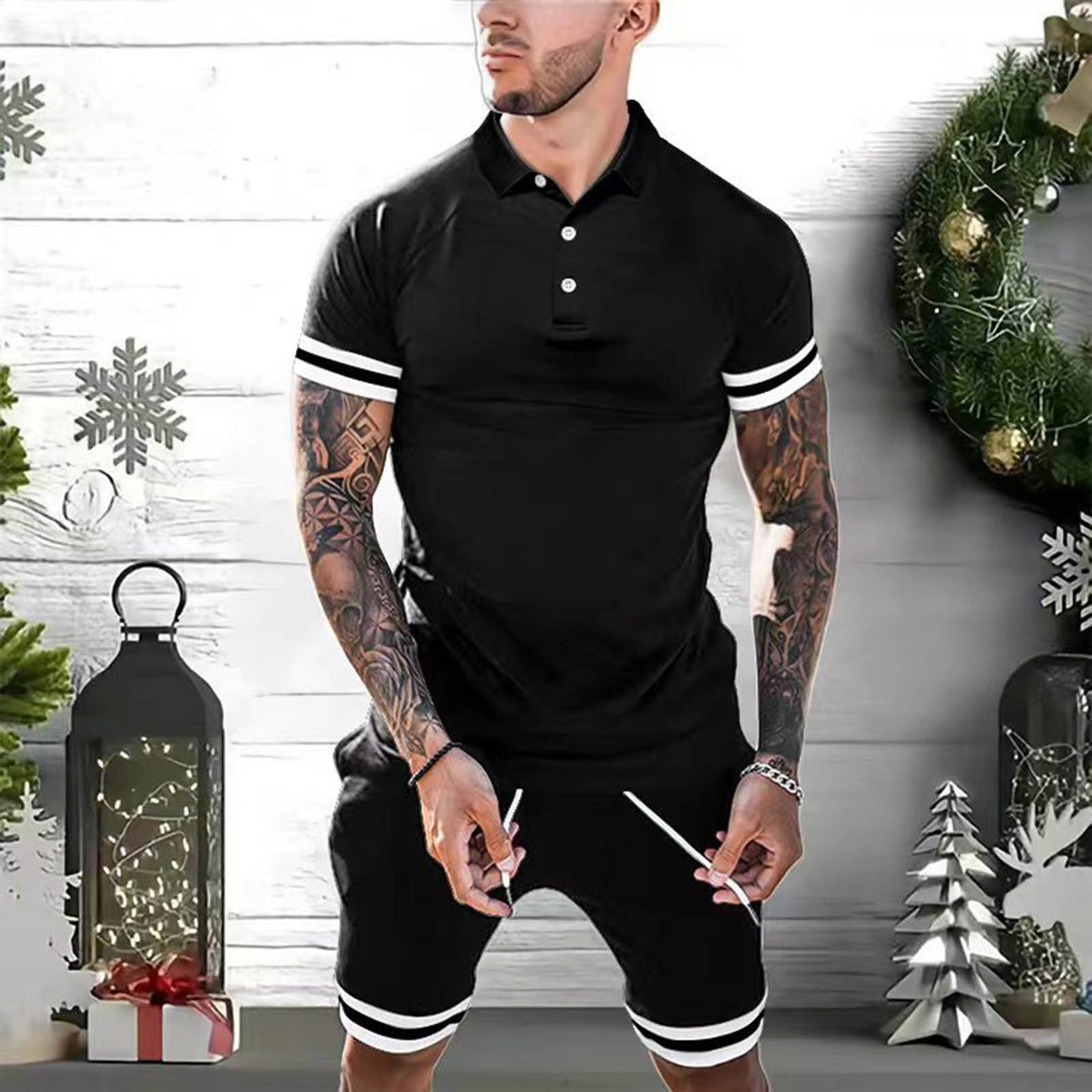 GlamzLife Mens Polo Shirt Fashion Tracksuit - 2 Piece Casual Set