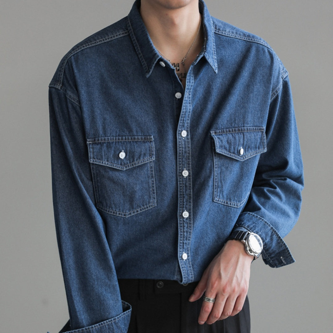 Denim Dapper Shirt  - GlamzLife