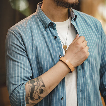 American Retro Blue Striped Work Shirt - GlamzLife