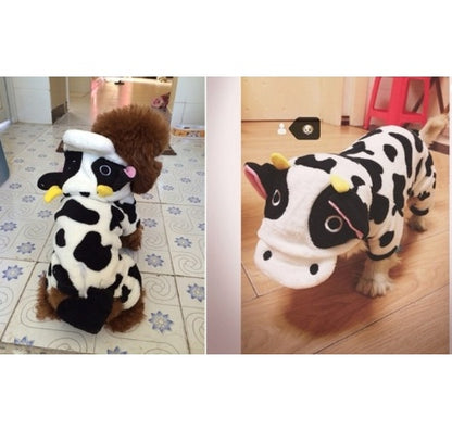 Fuzzy Moo Pet Cozy Cow Costume for Cats and Dogs - GlamzLife