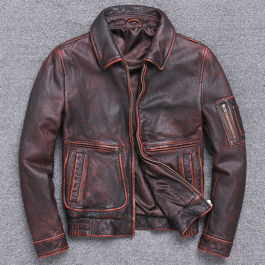 GlamzLife Thick Leather Jacket - Vintage Style, Red or Grey