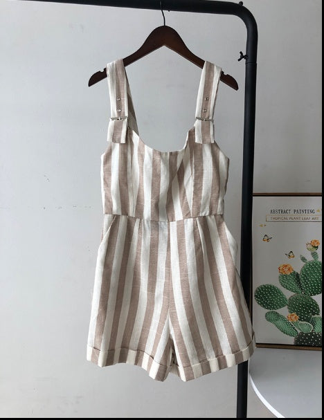 spring backless striped sling jumpsuit - GlamzLife