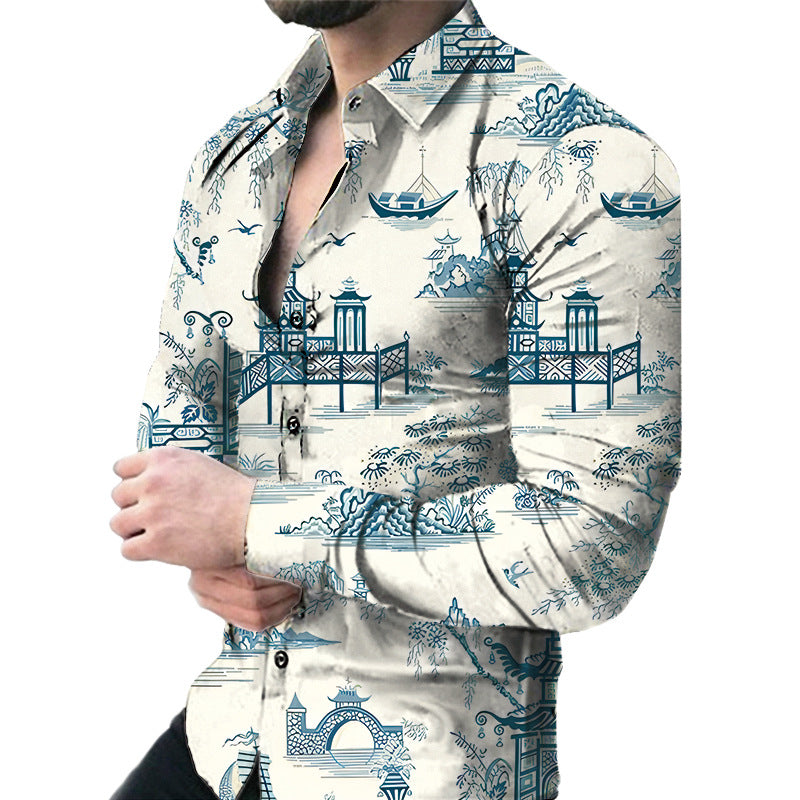 Men's Casual Long Sleeved Large Floral Shirt | GlamzLife
