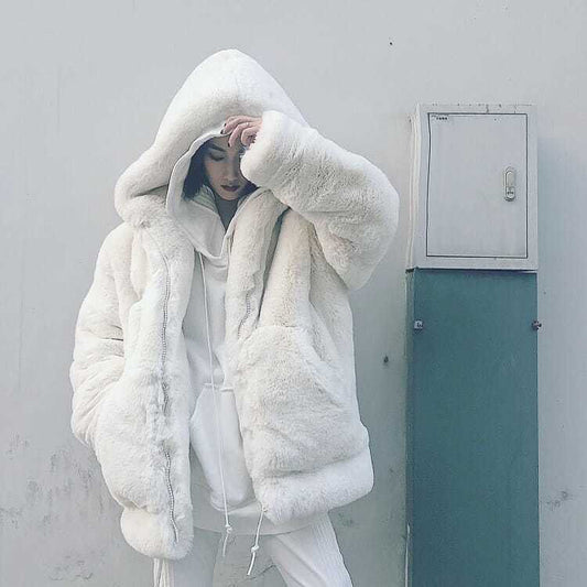 Women's Imitation Fur Loose Winter Hoodie