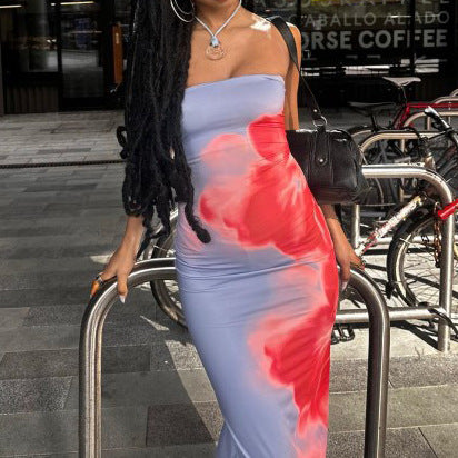 GlamzLife Slim Slit Tube Long Dress - Summer Party Beachwear Women