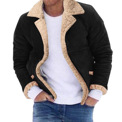 Fashion Men's Fur Integrated Fleece-lined Padded Jacket