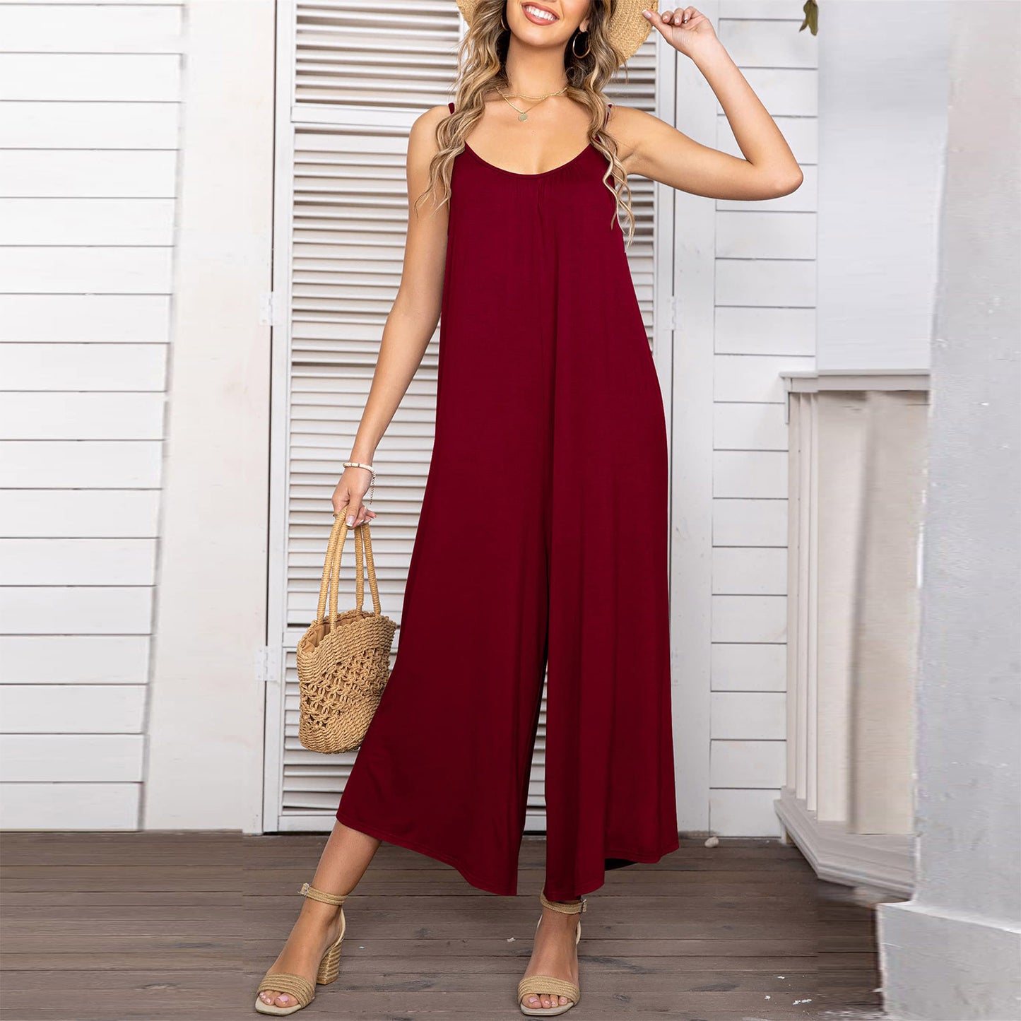 Sleeveless Skinny Strap Jumpsuit - GlamzLife