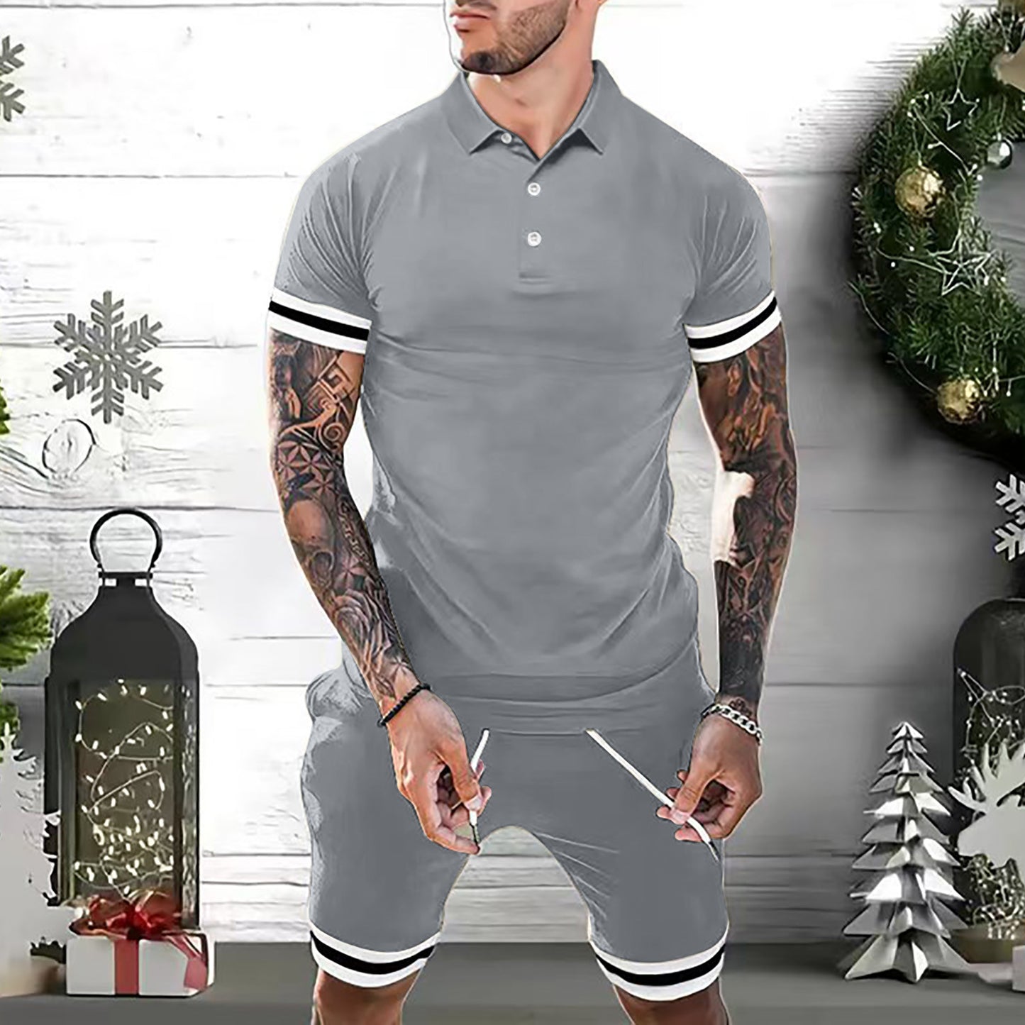 GlamzLife Mens Polo Shirt Fashion Tracksuit - 2 Piece Casual Set