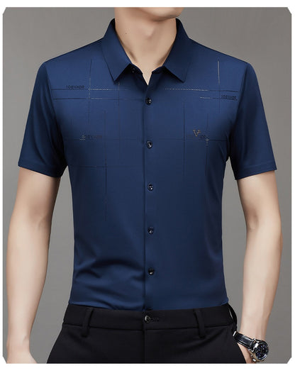 Men's Short-sleeved Shirt Seamless Business Shirt | GlamzLife