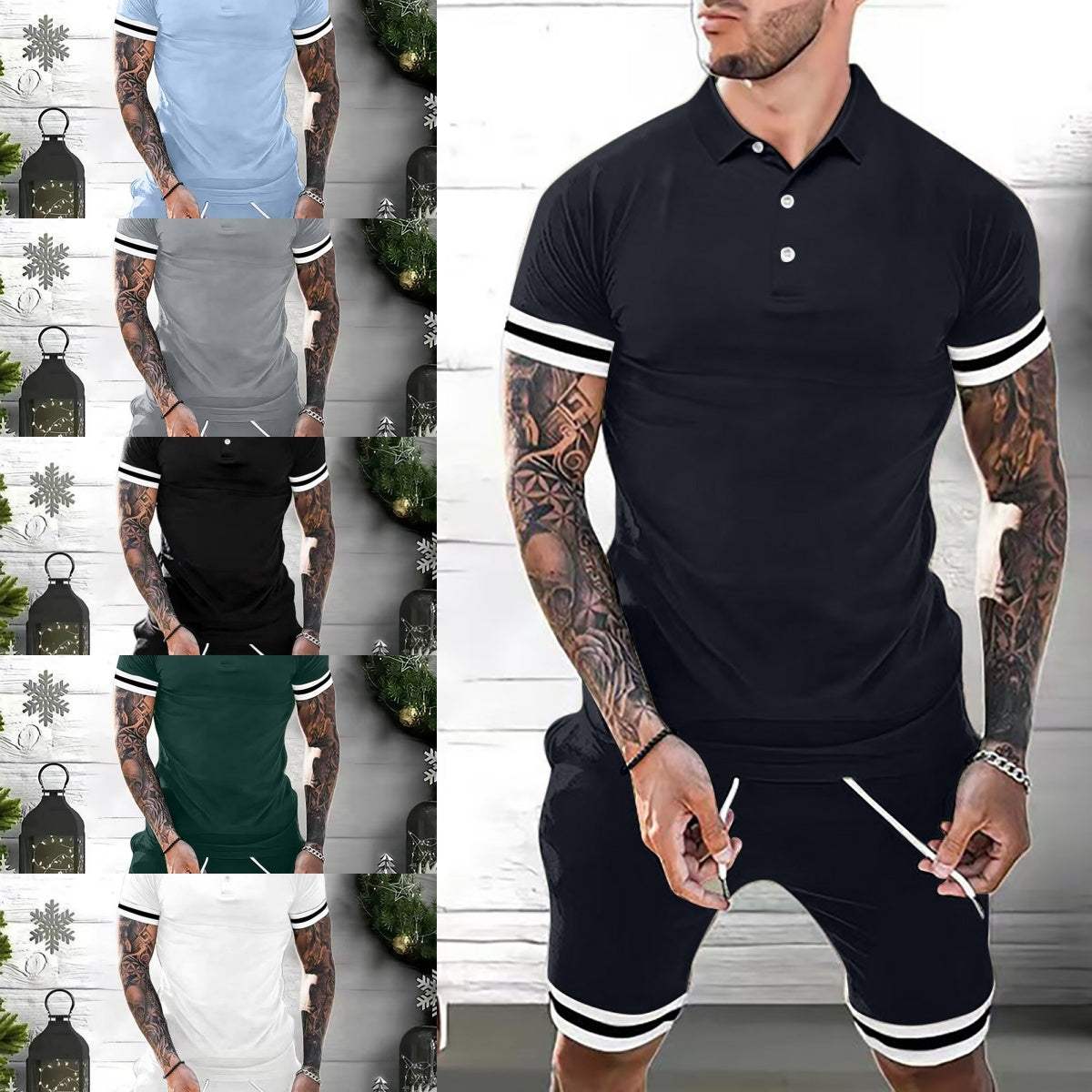 GlamzLife Mens Polo Shirt Fashion Tracksuit - 2 Piece Casual Set