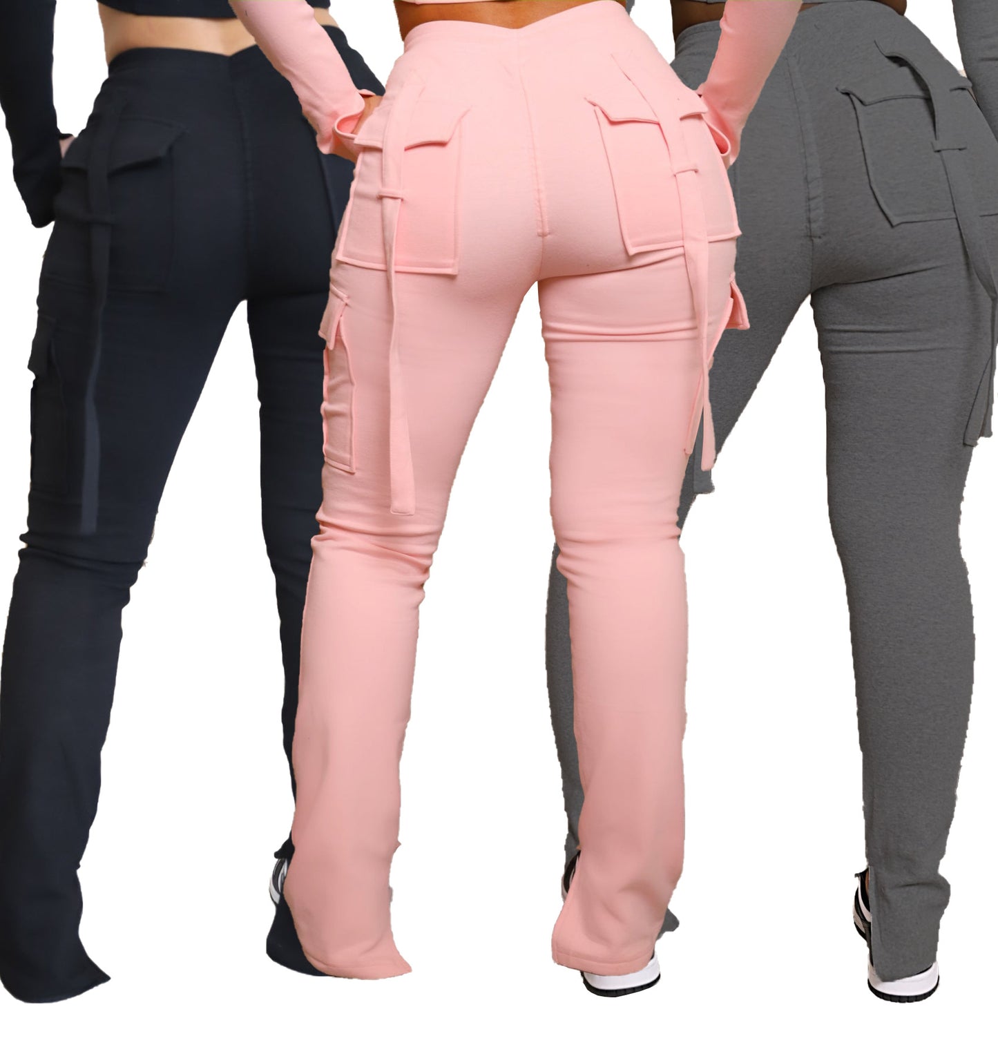 Cargo Pocket Drawstring Waist Split Trouser Legs | GlamzLife