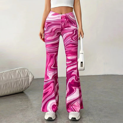 Women's Casual Wide Leg Print Bootcut Pants - GlamzLife