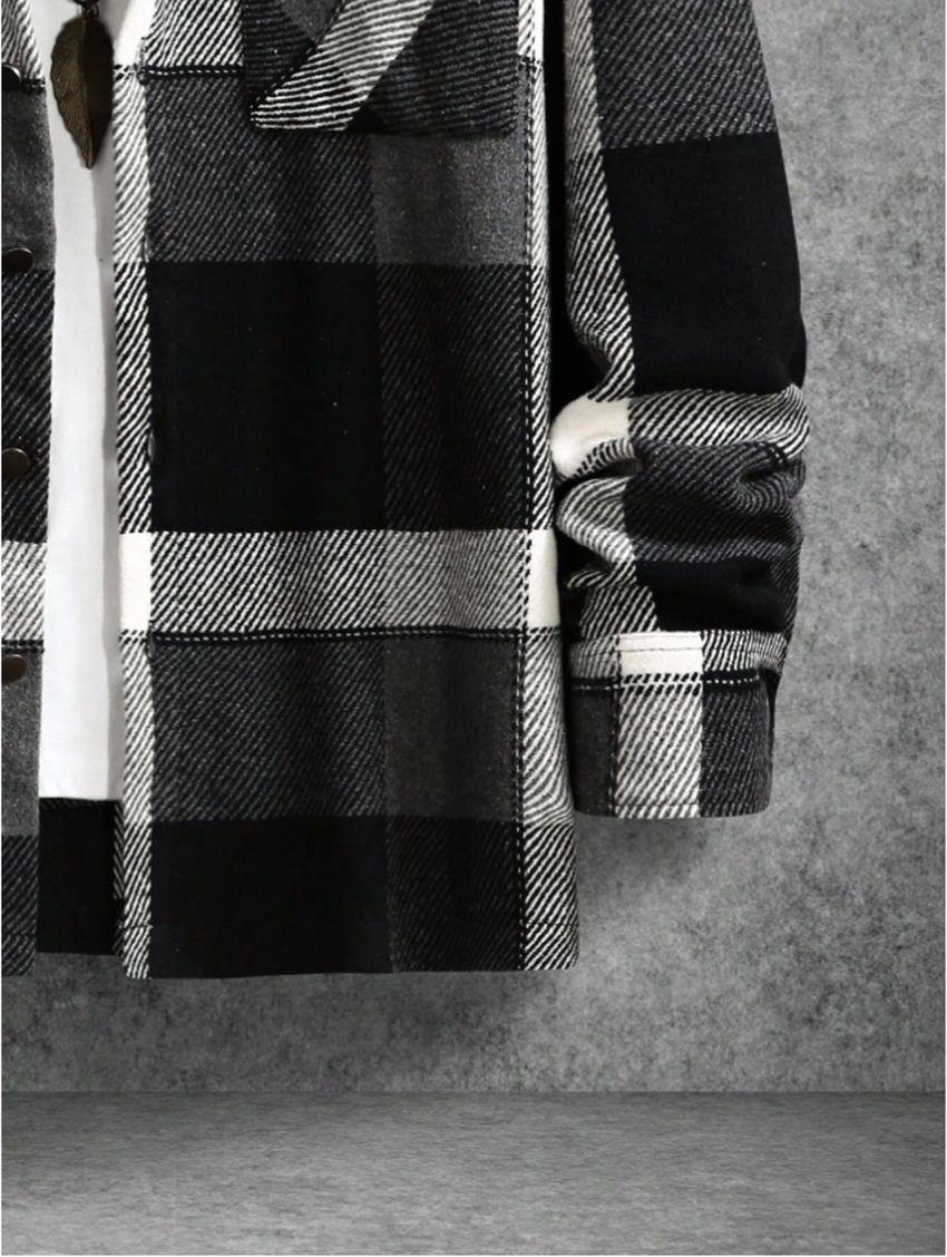 Woolen Lapel Print Long Sleeve Shirt | GlamzLife