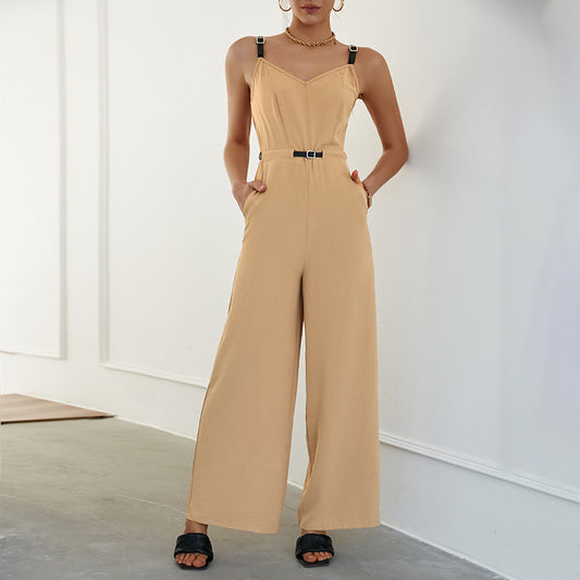 Slim Type European And American Solid Color Jumpsuit - GlamzLife