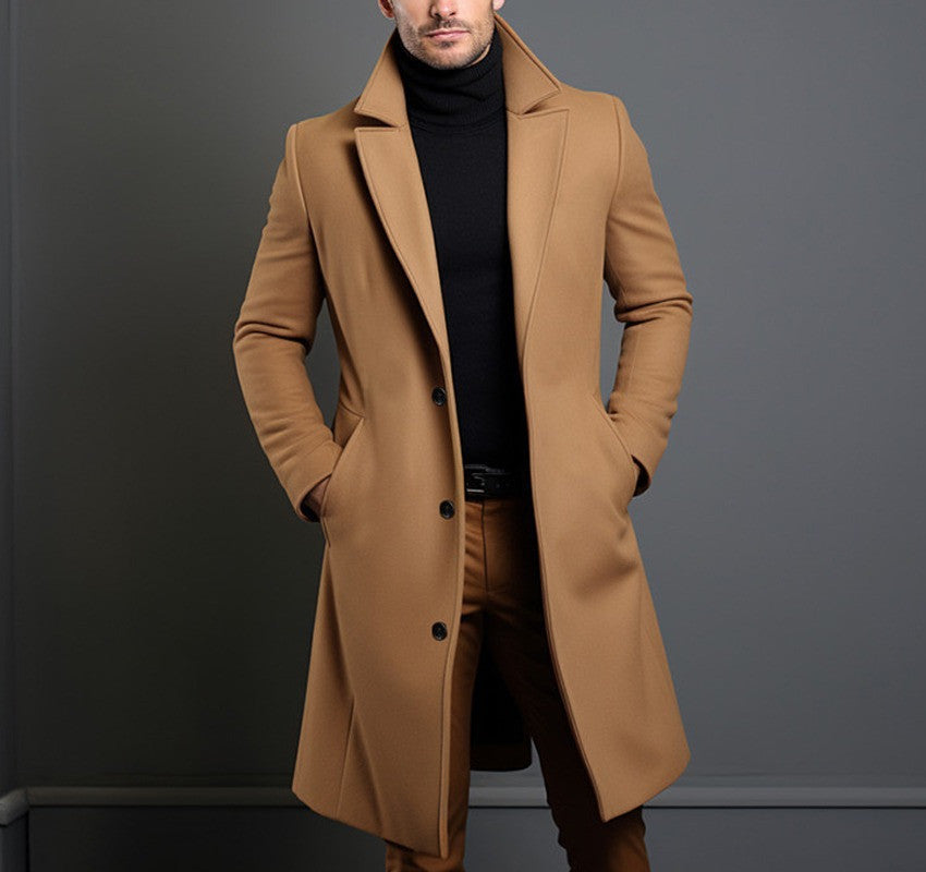 Woolen Men's Mid-length Trench Coat - GlamzLife