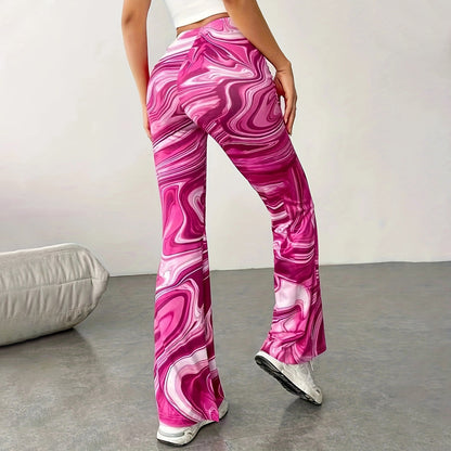 Women's Casual Wide Leg Print Bootcut Pants - GlamzLife