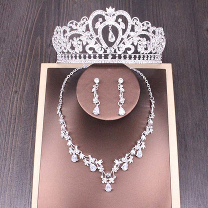 Bridal Rhinestone Crown Necklace Set Wedding Accessories | GlamzLife