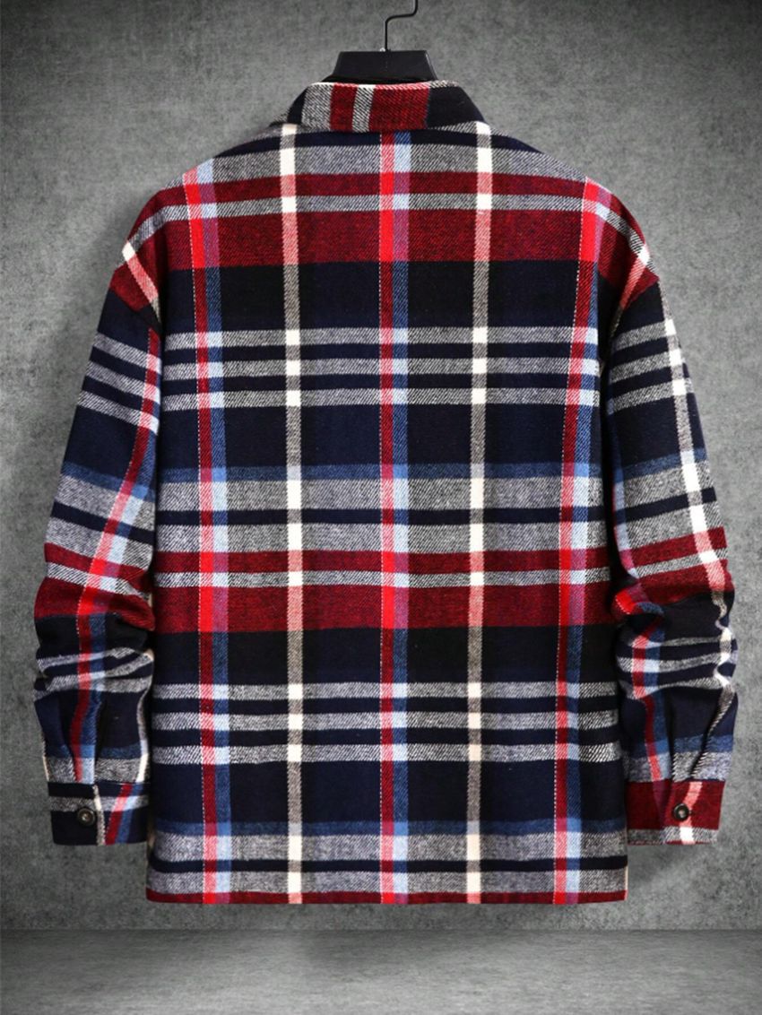 Woolen Lapel Print Long Sleeve Shirt | GlamzLife