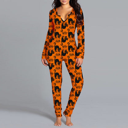 Printed Jumpsuit Long Sleeve Women's Clothing | GlamzLife