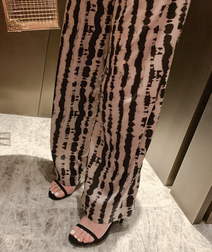 Leopard Silk Slippery Straight wide leg jumpsuit - GlamzLife