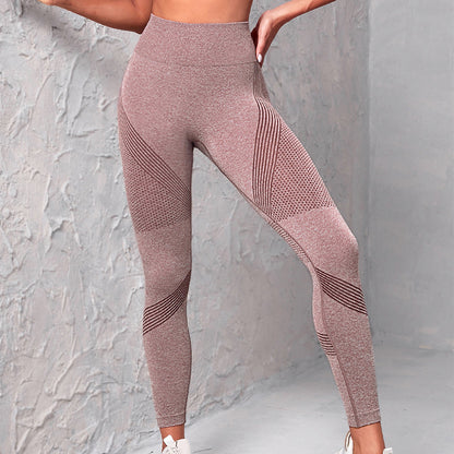 Women's Solid Color Dot Striped Print High Waist Seamless Yoga Pants | GlamzLife