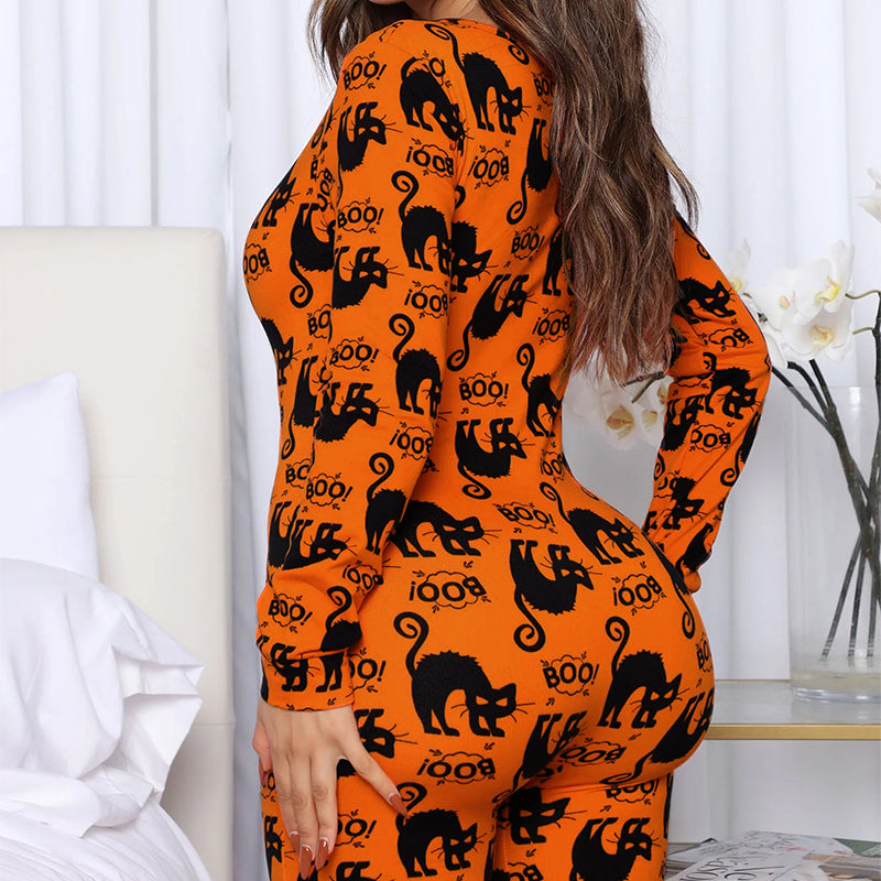 Printed Jumpsuit Long Sleeve Women's Clothing | GlamzLife