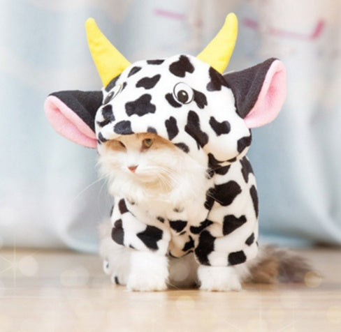 Fuzzy Moo Pet Cozy Cow Costume for Cats and Dogs - GlamzLife