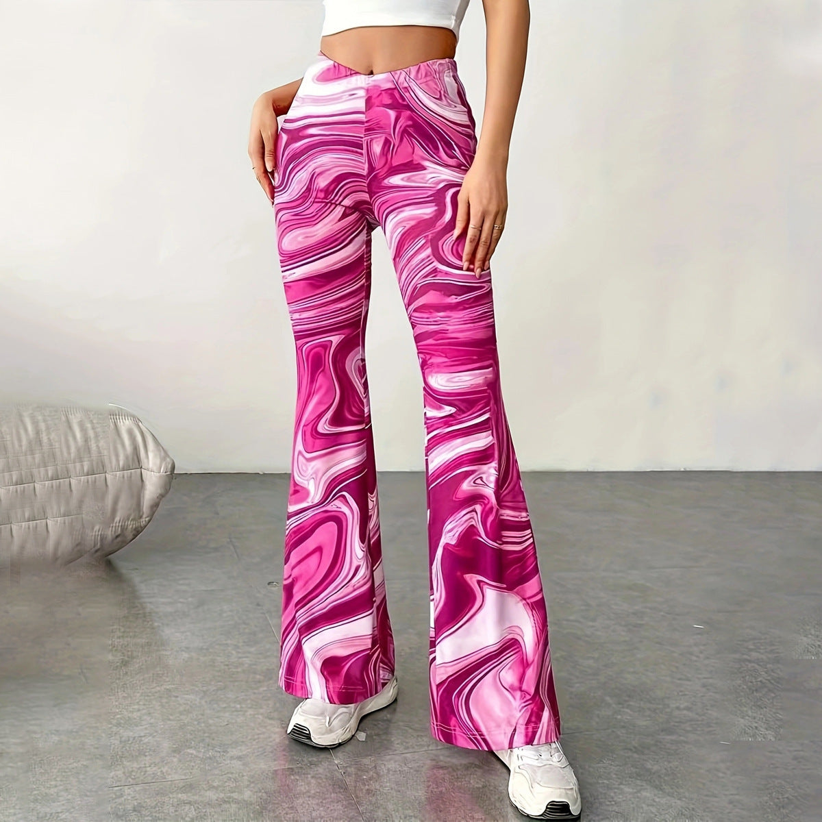 Women's Casual Wide Leg Print Bootcut Pants - GlamzLife