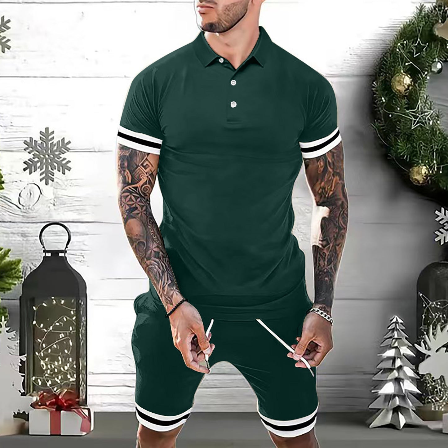 GlamzLife Mens Polo Shirt Fashion Tracksuit - 2 Piece Casual Set